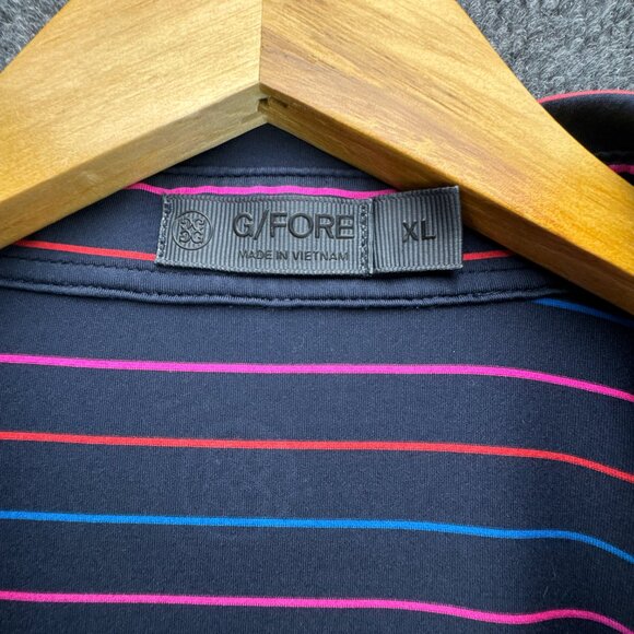 G/FORE Golf Polo Shirt Mens Extra Large Blue Performance Striped Sea Island - Picture 8 of 12
